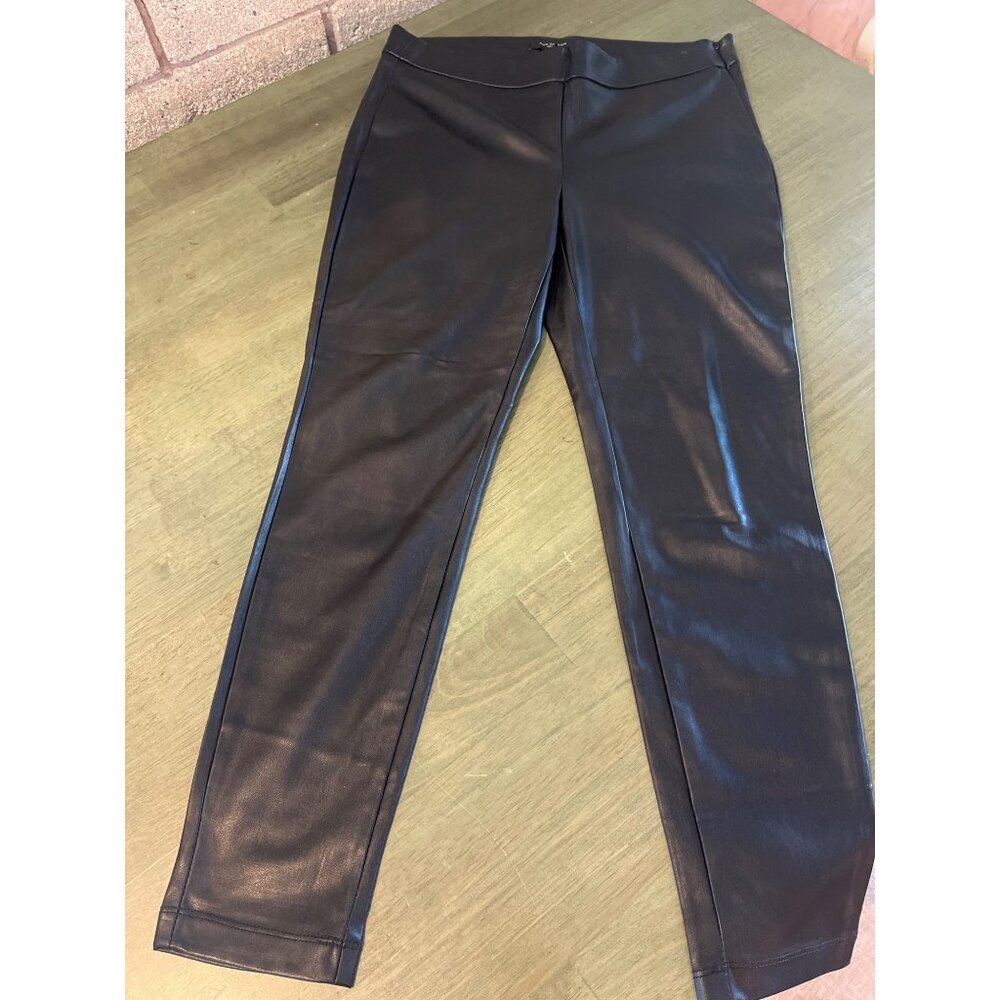 Ann Taylor Petite Black Faux Leather Skinny Pants 6P